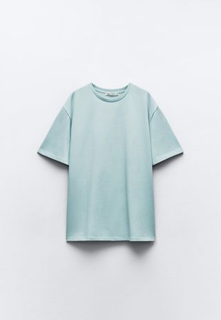 Camiseta Zara verde azulado