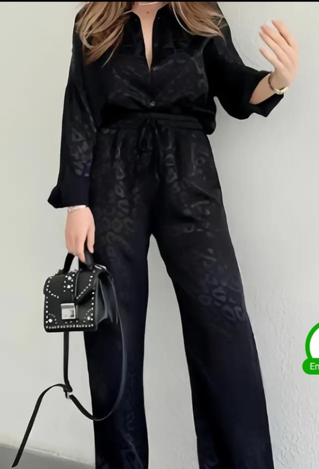 Conjunto seda negro - camisa y pantalón