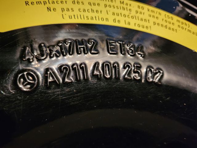 Llanta repuesto Mercedes,  T 155/70-17   11M  ET34