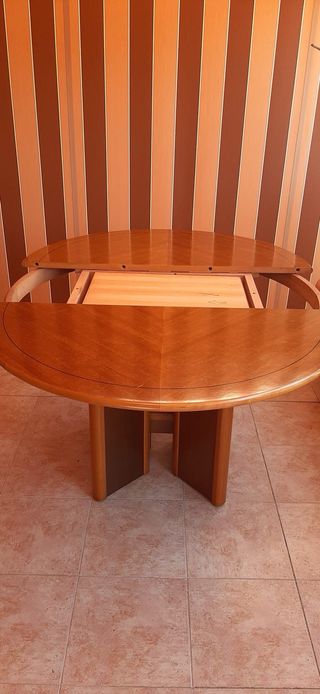 Mesa redonda madera maciza 6 sillas