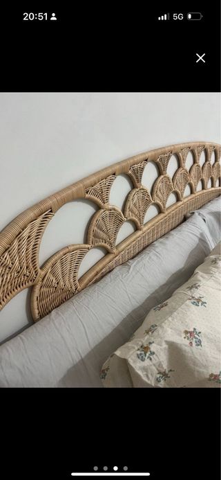Cabecero cama ratán beige