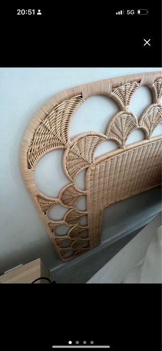 Cabecero cama ratán beige