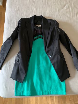 Vestido cóctel La Condesa - Negro & Verde azulado