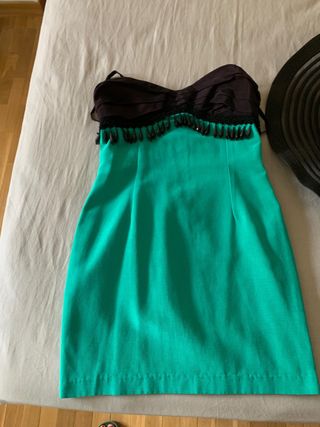Vestido cóctel La Condesa - Negro & Verde azulado