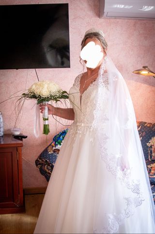 Vestido novia y  precioso velo de 3 metros largo 