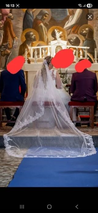 Vestido novia y  precioso velo de 3 metros largo 