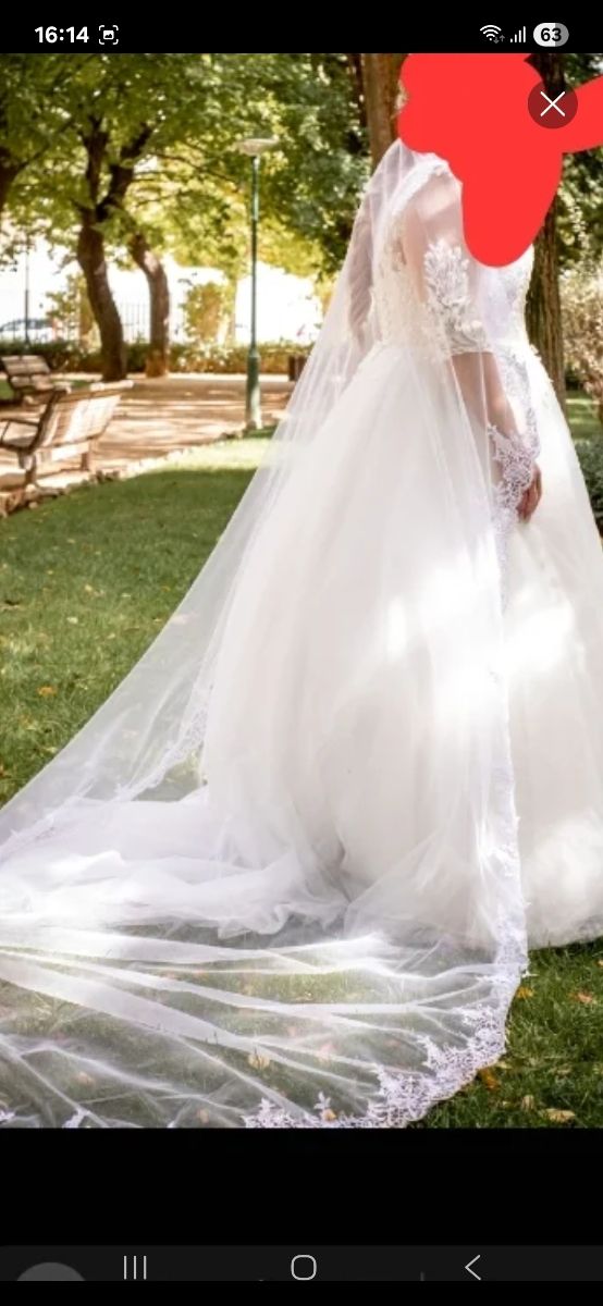 Vestido novia y  precioso velo de 3 metros largo