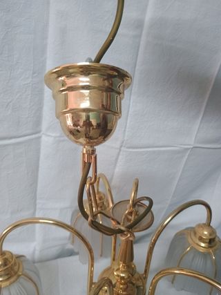 Lampara techo 5 luces dorada