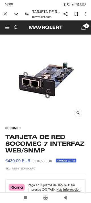 Tarjeta Socomec Net Vision 7