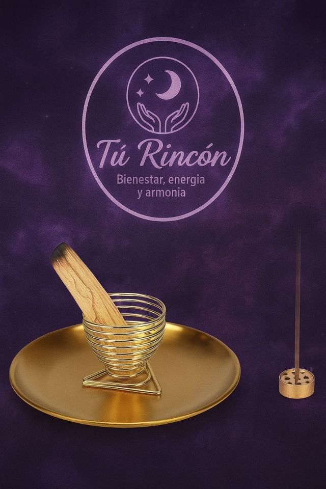 Quemador incienso dorado con Palo Santo