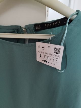Vestido Zara Basic verde agua talla S