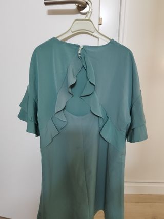 Vestido Zara Basic verde agua talla S