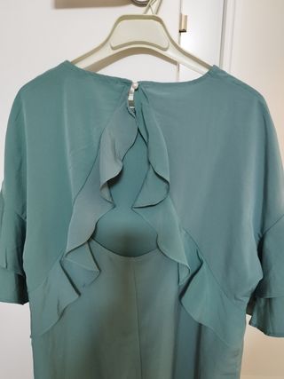 Vestido Zara Basic verde agua talla S