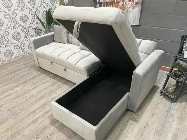 Sofá cama chaise longue gris