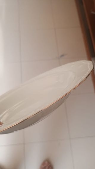 Platos porcelana blanca-dorada