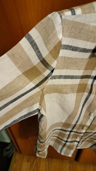 Camicia beige a quadri 