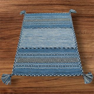 150x90 CM KILIM azzurro Lavabile in Lavatrice