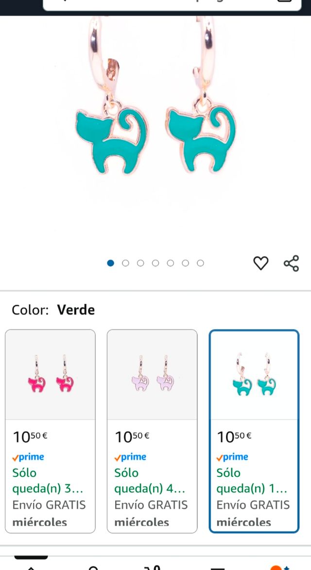 Pendientes gato azul y dorado