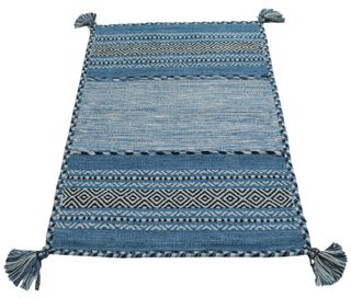 230x160 CM KILIM Azzurro Lavabile in Lavatrice