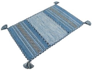 230x160 CM KILIM Azzurro Lavabile in Lavatrice
