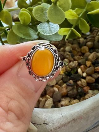 Anillo ámbar amarillo plata 925