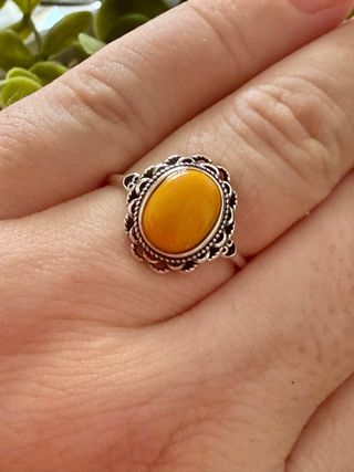 Anillo ámbar amarillo plata 925
