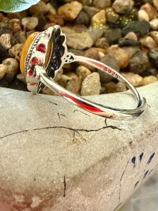 Anillo ámbar amarillo plata 925