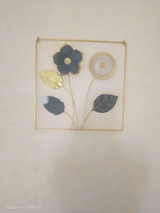 Quadro fiori metallo - nero e oro