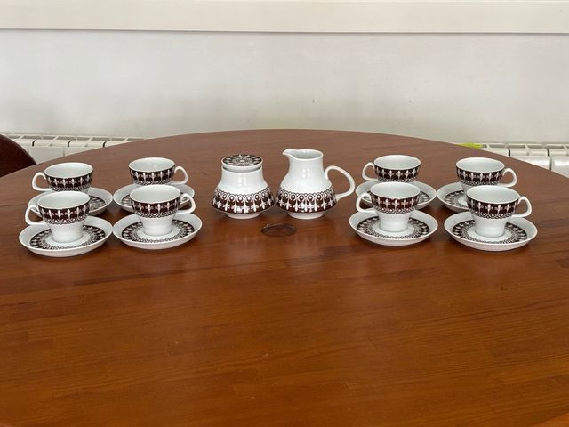 Juego café - Porcelana marrón-blanco