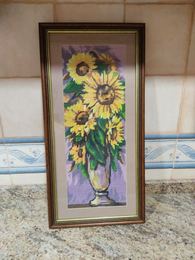 Cuadro punto de cruz girasoles