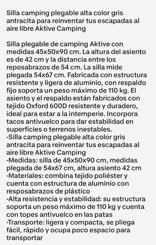 Silla camping Aktive gris