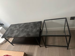 Mesa nido 2 piezas negra - cristal
