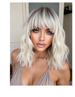 Peluca Bob Gris y Blanca