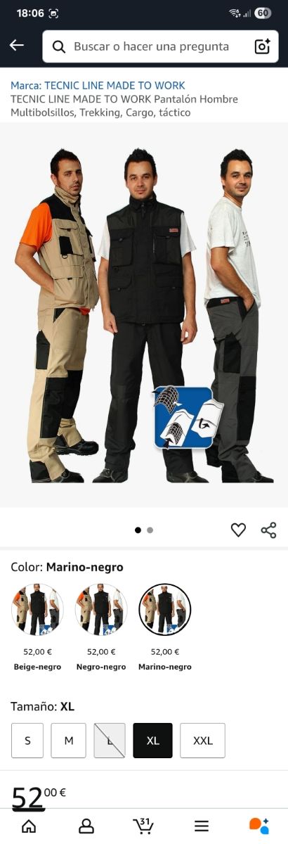 Pantalón trabajo multibolsillo negro