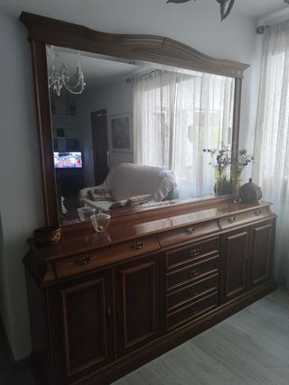 Aparador con espejo - Madera caoba