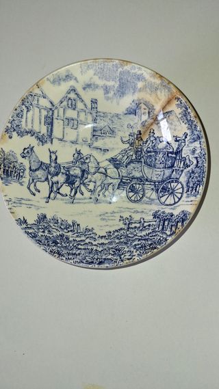 Plato porcelana antiguo - Azul y blanco