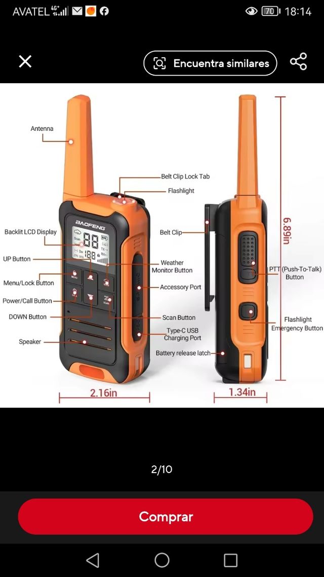 2 Walkie Talkies BAOFENG F22 - Azules