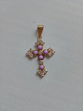 Cruces oro 18k de circonitas, coral, turquesas 
