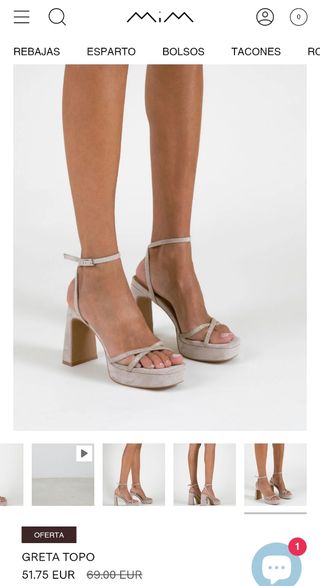 Sandalias Tacón MIM NUEVAS Greta Topo beige