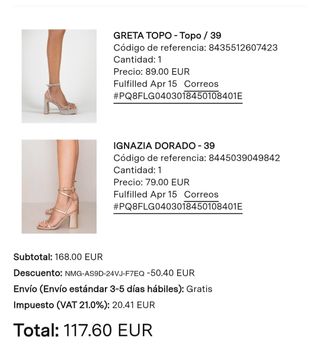 Sandalias tacón MIM Ignacia Doradas