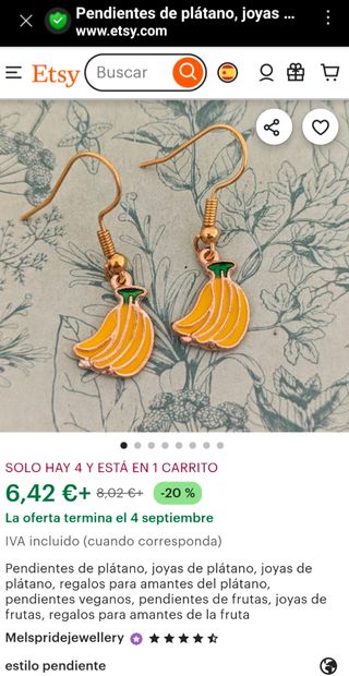 Pendientes plátano dorados