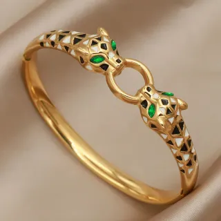 Pulseras Estilo Cartier Panthere Baño de Oro 18k