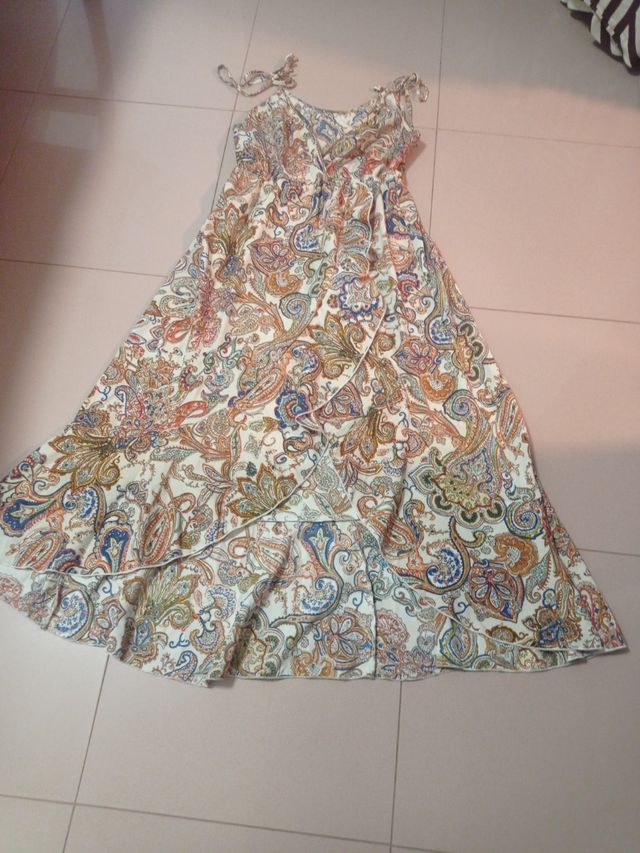 Vestido largo estampado multicolor talla M