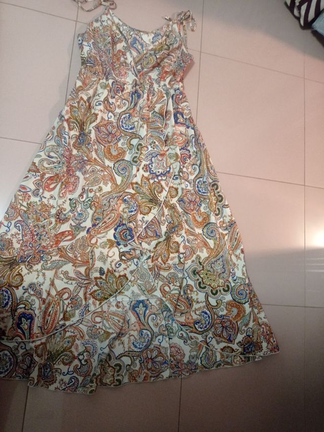 Vestido largo estampado multicolor talla M