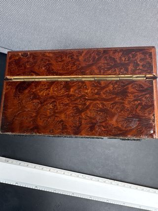 Caja madera raiz - Vintage Con plancha grabada