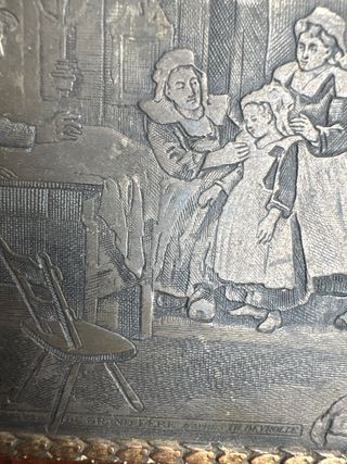 Caja madera raiz - Vintage Con plancha grabada