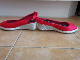 Sandalias mujer rojas cuña