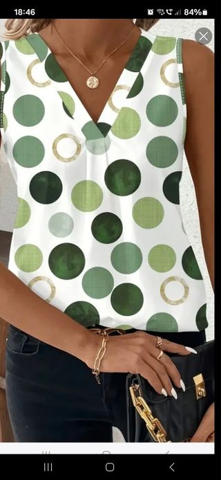 Blusa lunares verde-blanca