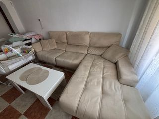 Sofá chaise longue beige