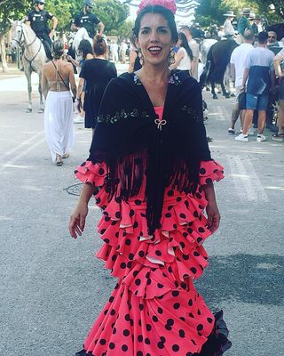 Vestido Flamenca lunares rojo-negro